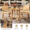 31.5" Round Teak Wooden Patio End Dining Table with Slatted Tabletop and X-shaped Frame